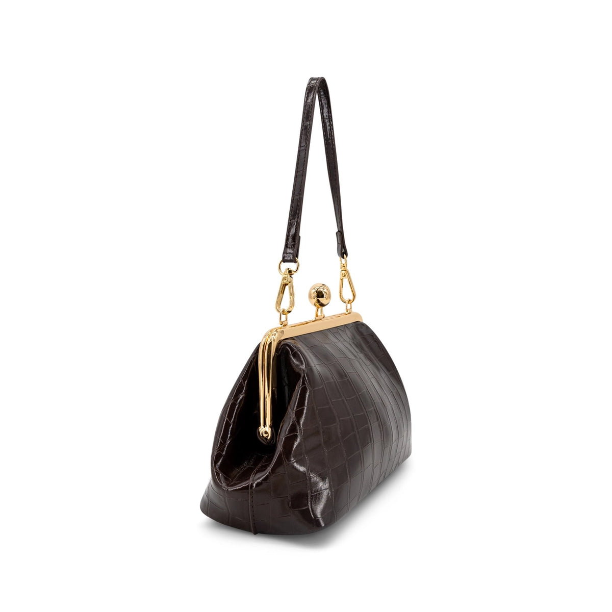 The Windsor Chocolate Croc Kisslock Bag