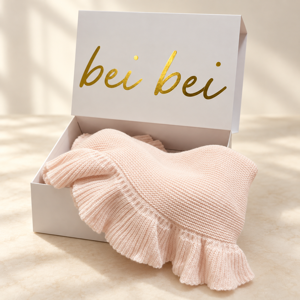 Petal Pink Knit Baby Blanket | BeiBei