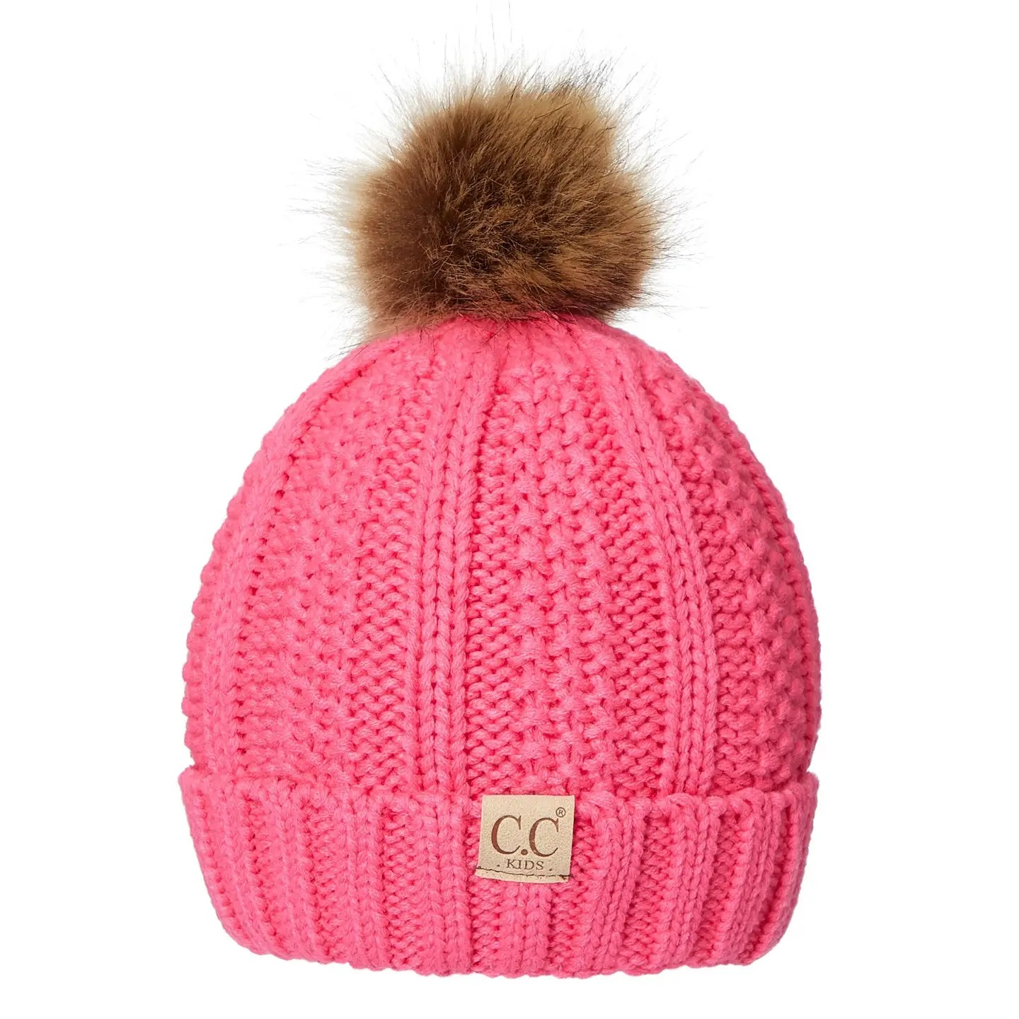 Cc Kids Fur Lined Pom Beanie | Pink