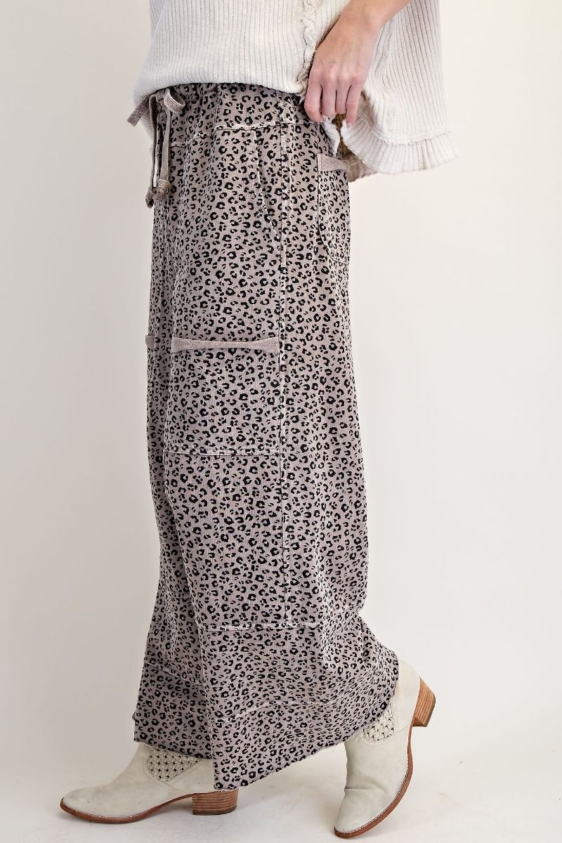 Leopard Wide Leg Mineral Washed Pants | Easel