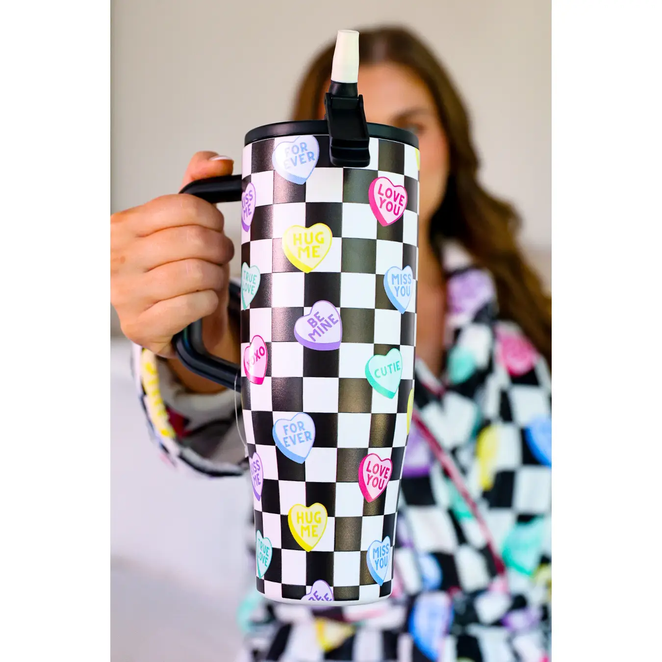 Checkered Conversation Hearts Tumbler | 40oz