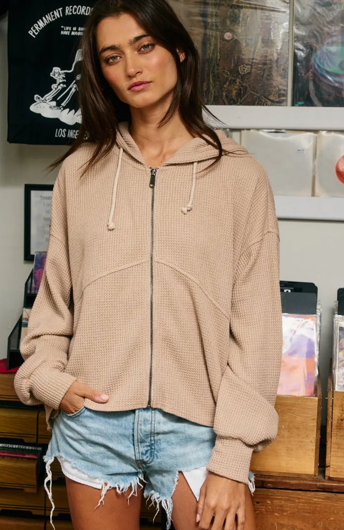 Off Duty Waffle Knit Hoodie