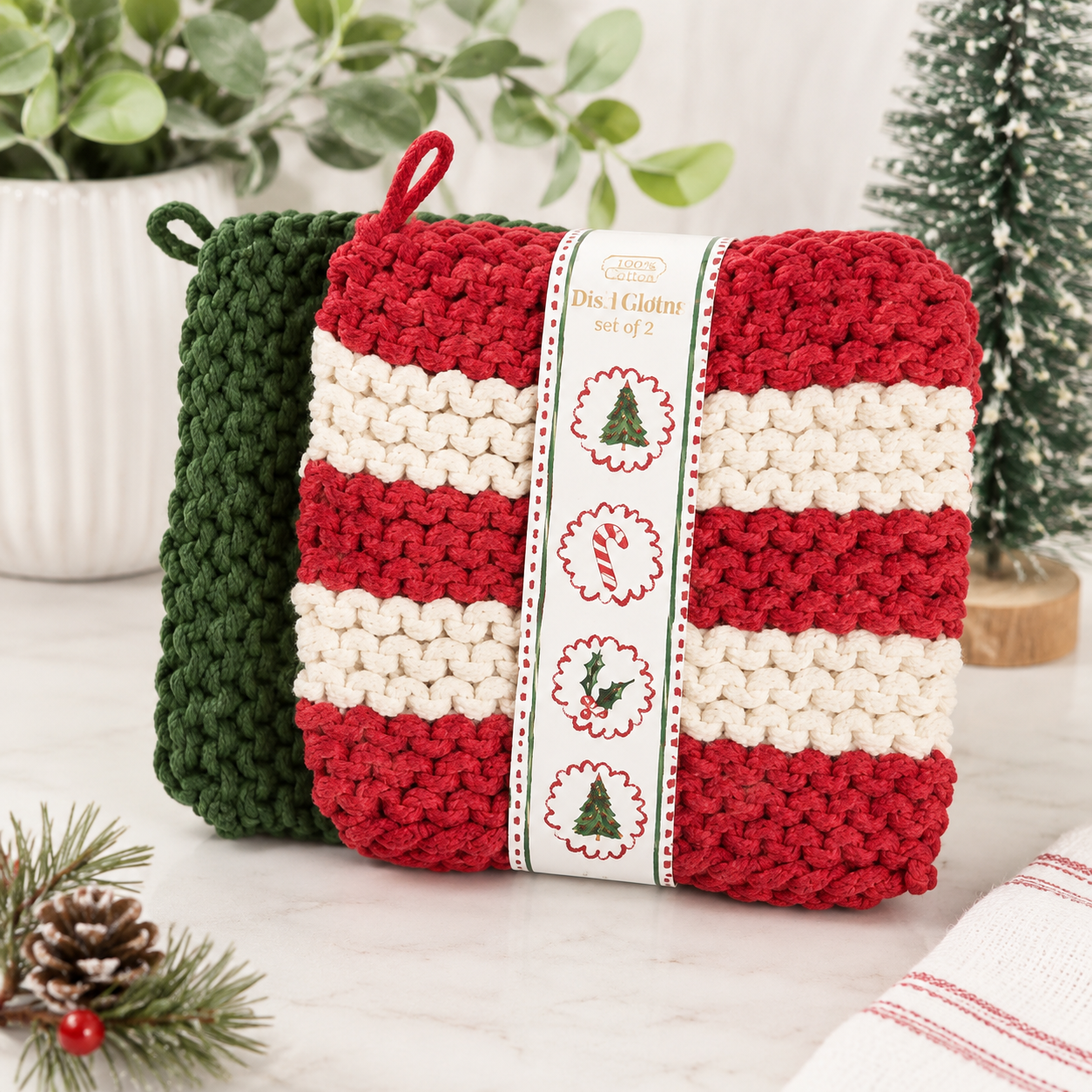 Red Stripe Pot Holders