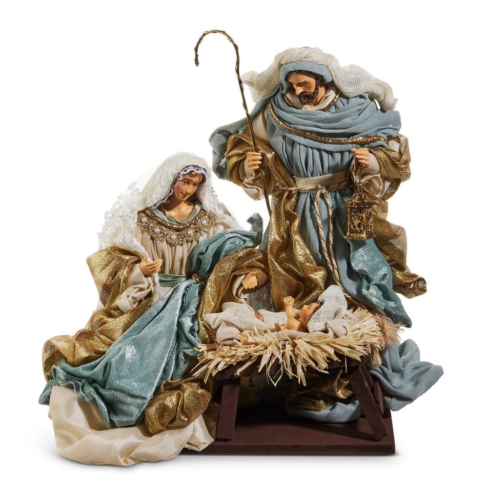 15" Blue and Gold Nativity Scene
