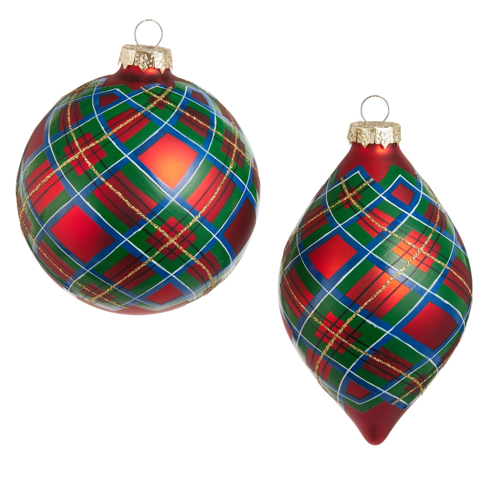 4" Plaid Ornament | Assorted