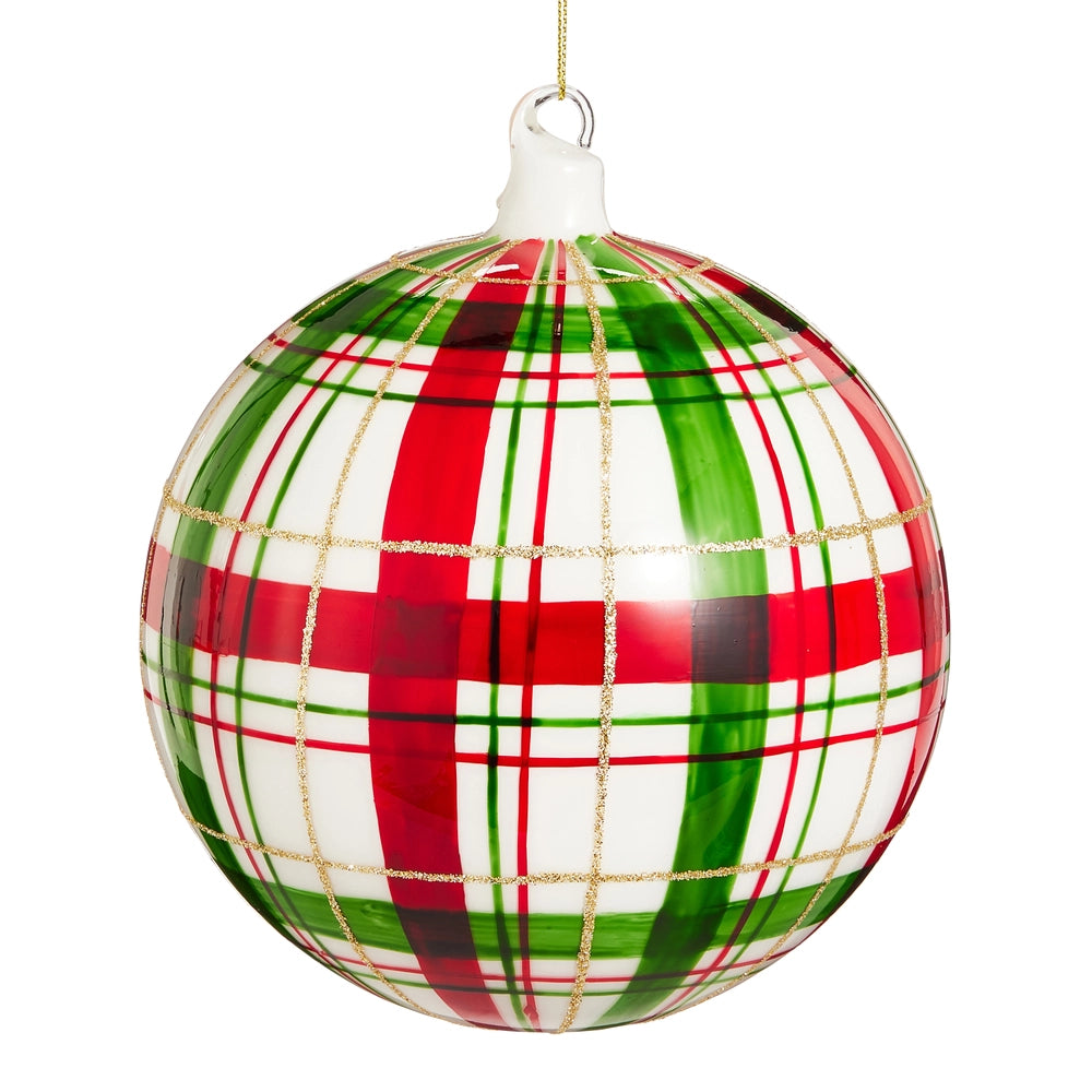6" Red and Green Plaid Ornament