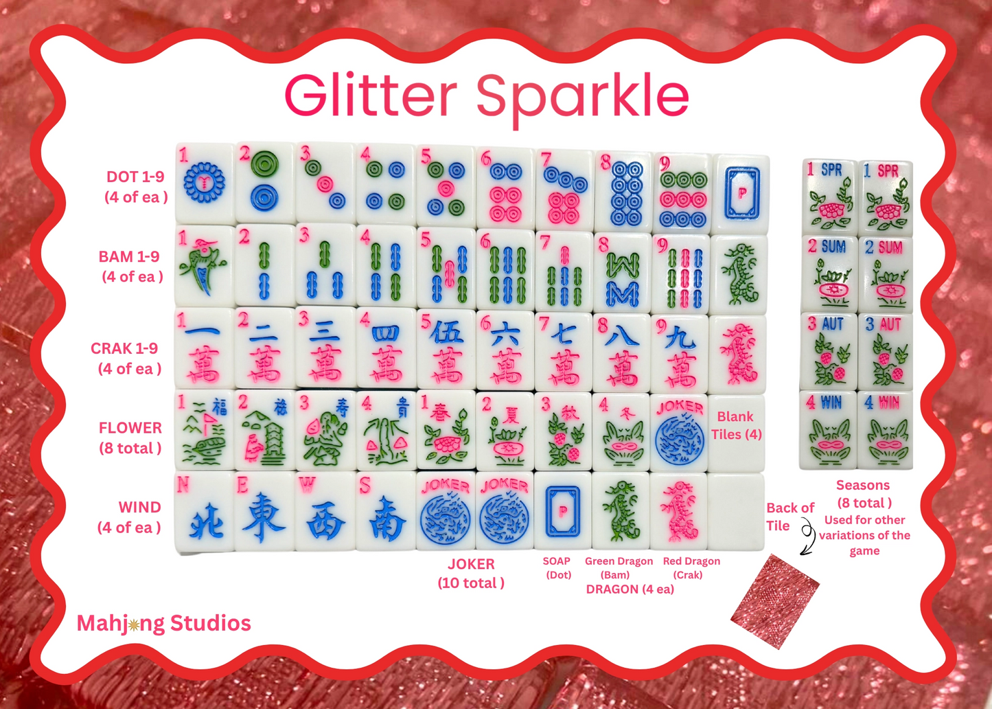 Glitter Sparkle Mahjong Tiles