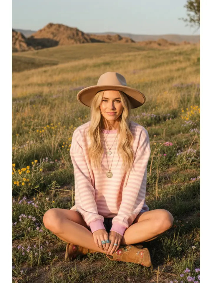 Pink Lemonade Striped Pullover