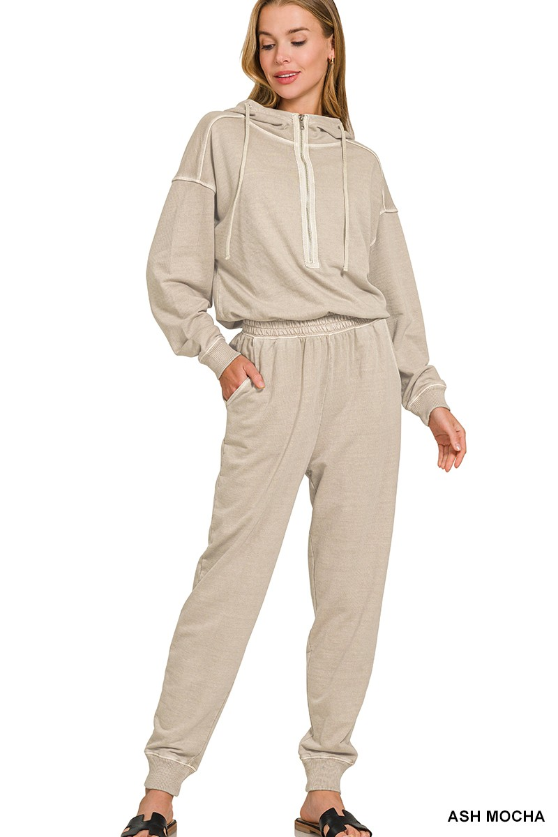 Enzyme Washed French Terry Jumpsuit