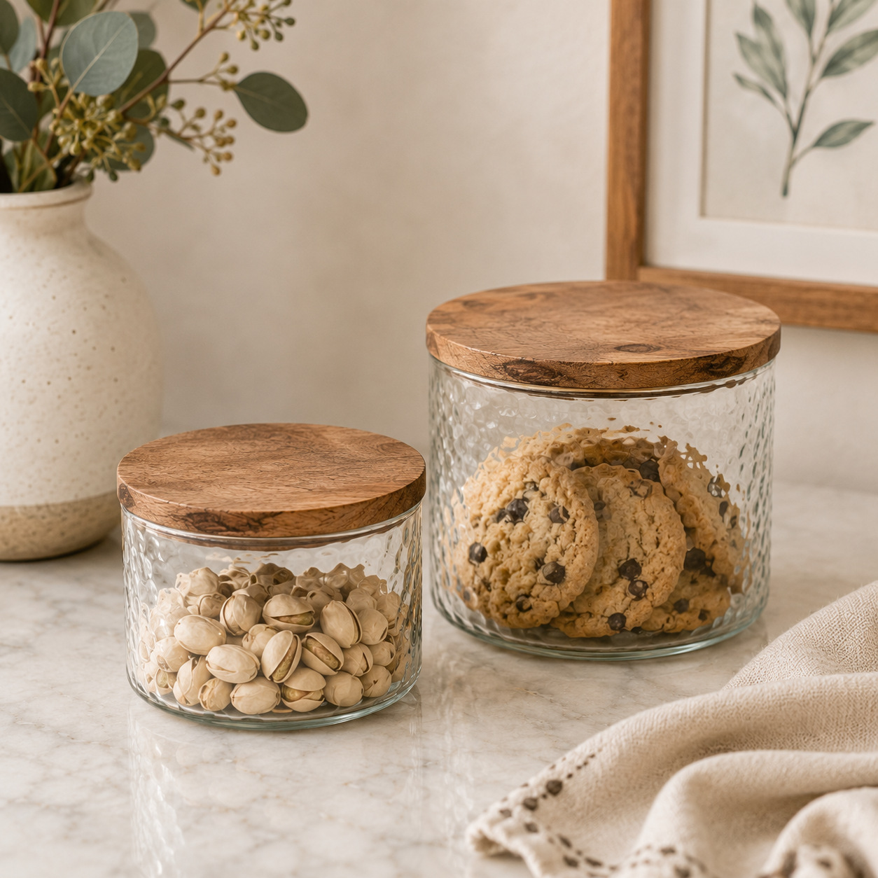 Mud Pie | Hammered Glass Canister | Set of Two