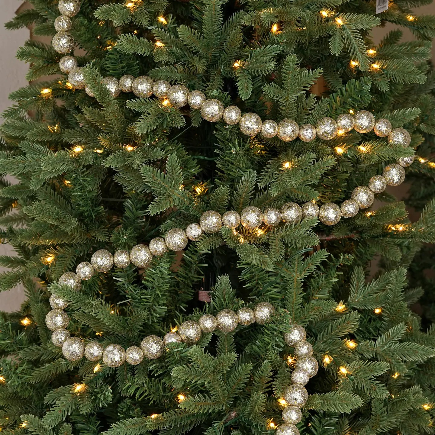 6ft Glitter Ball String Garland Platinum
