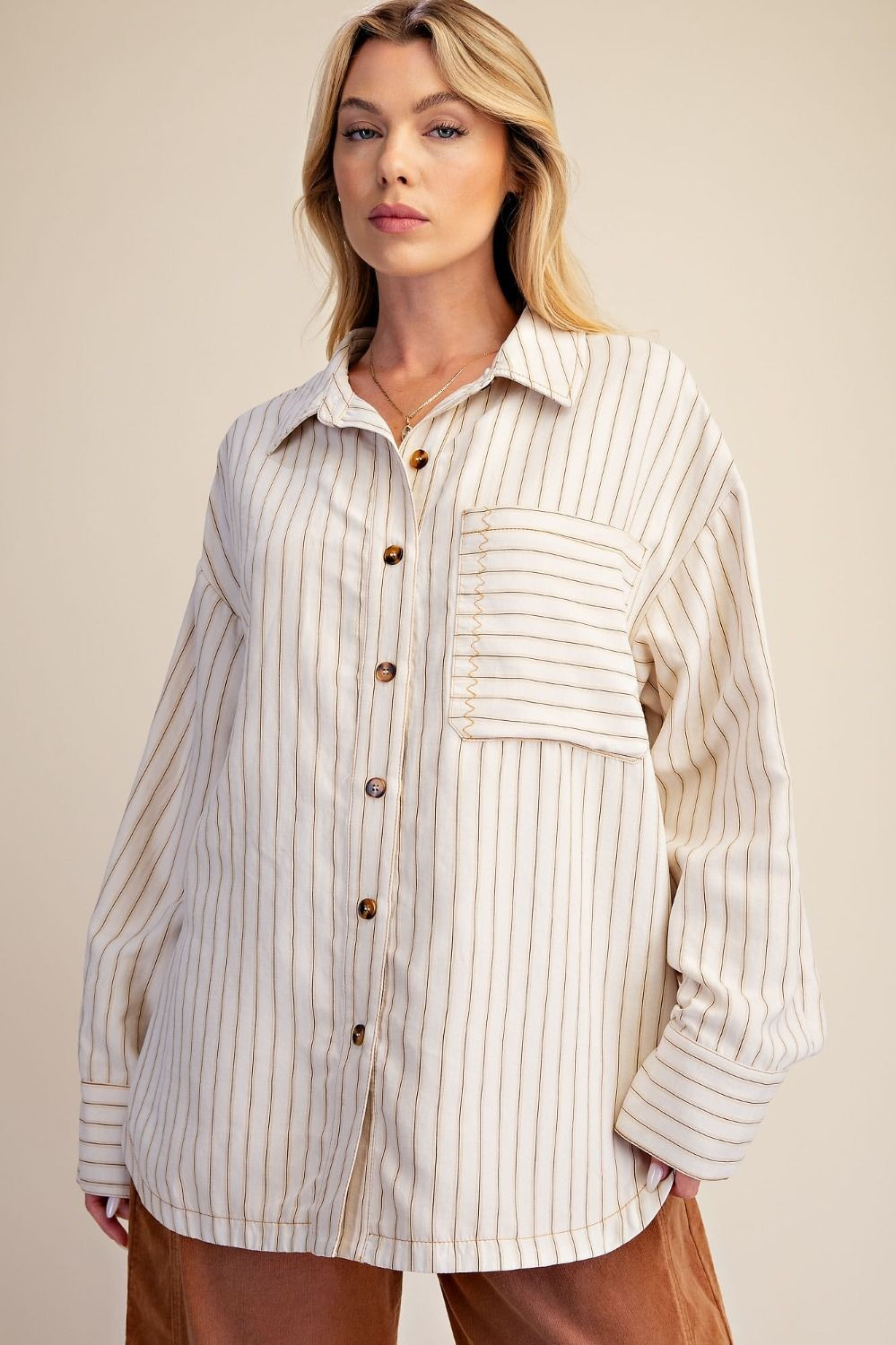 Easy Street Striped Button Down