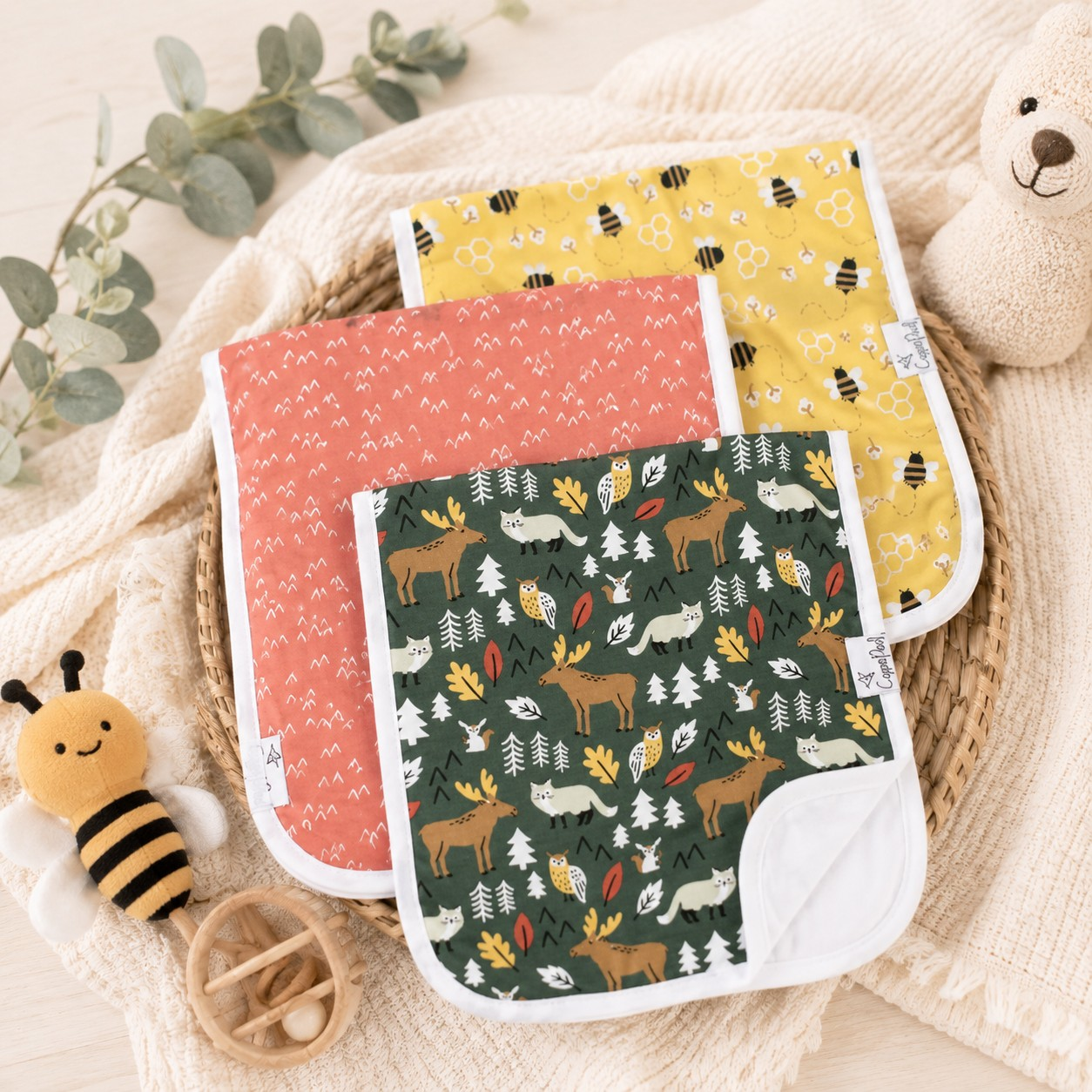 3 Pack Burp Cloth | Atwood | Copper Pearl