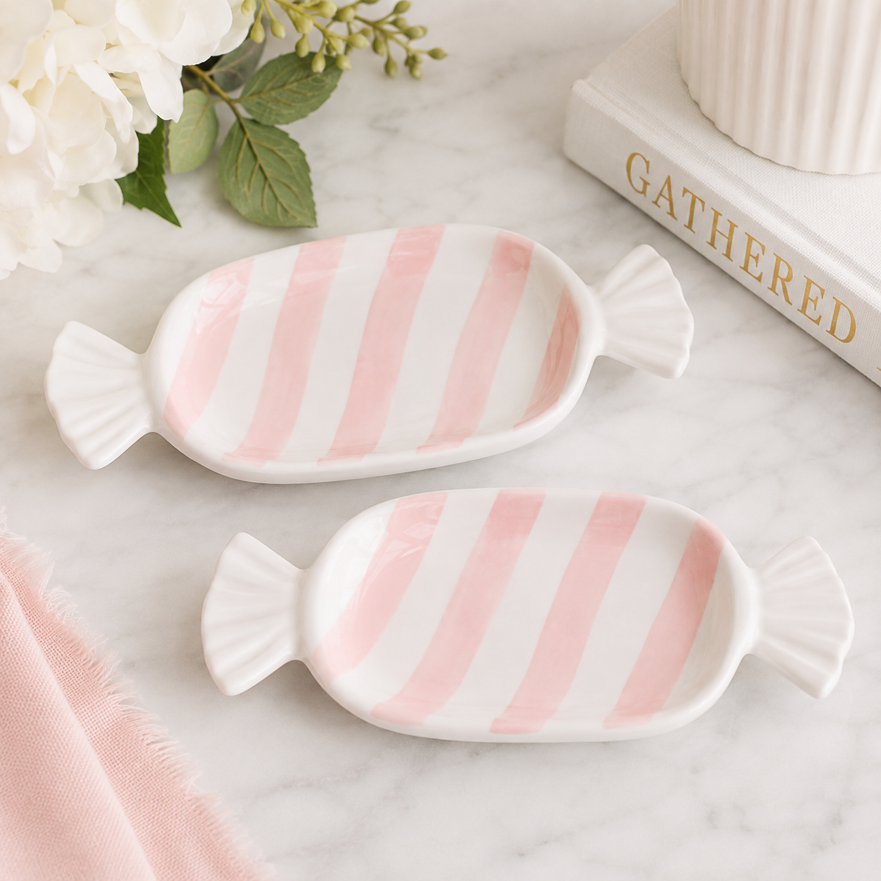 Pink Candy Tidbit Set | Set of 2