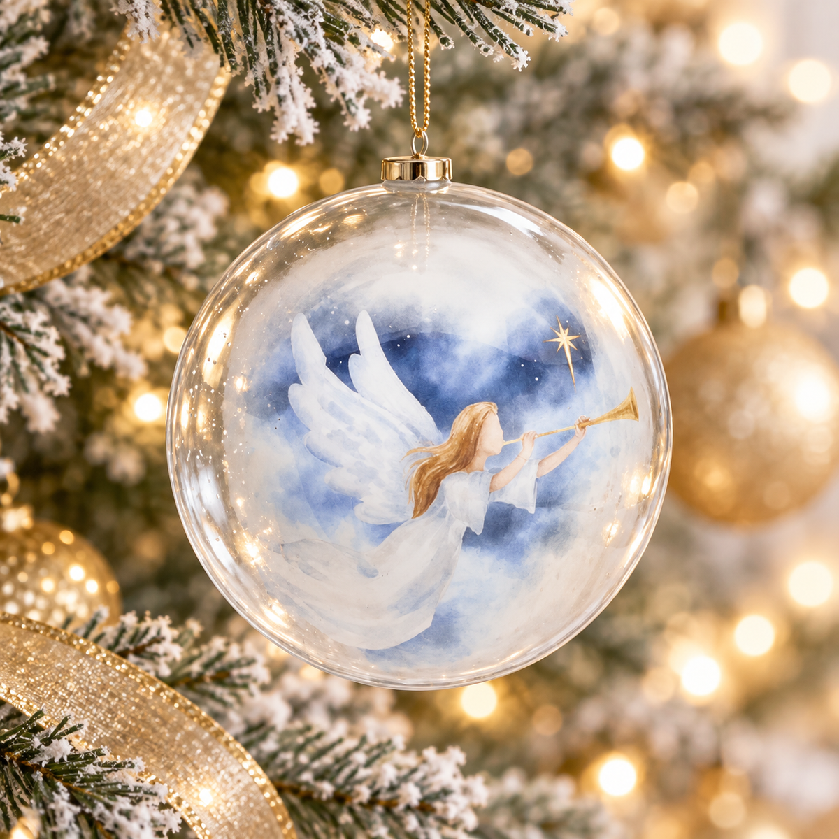 Angels on High Ball Ornament