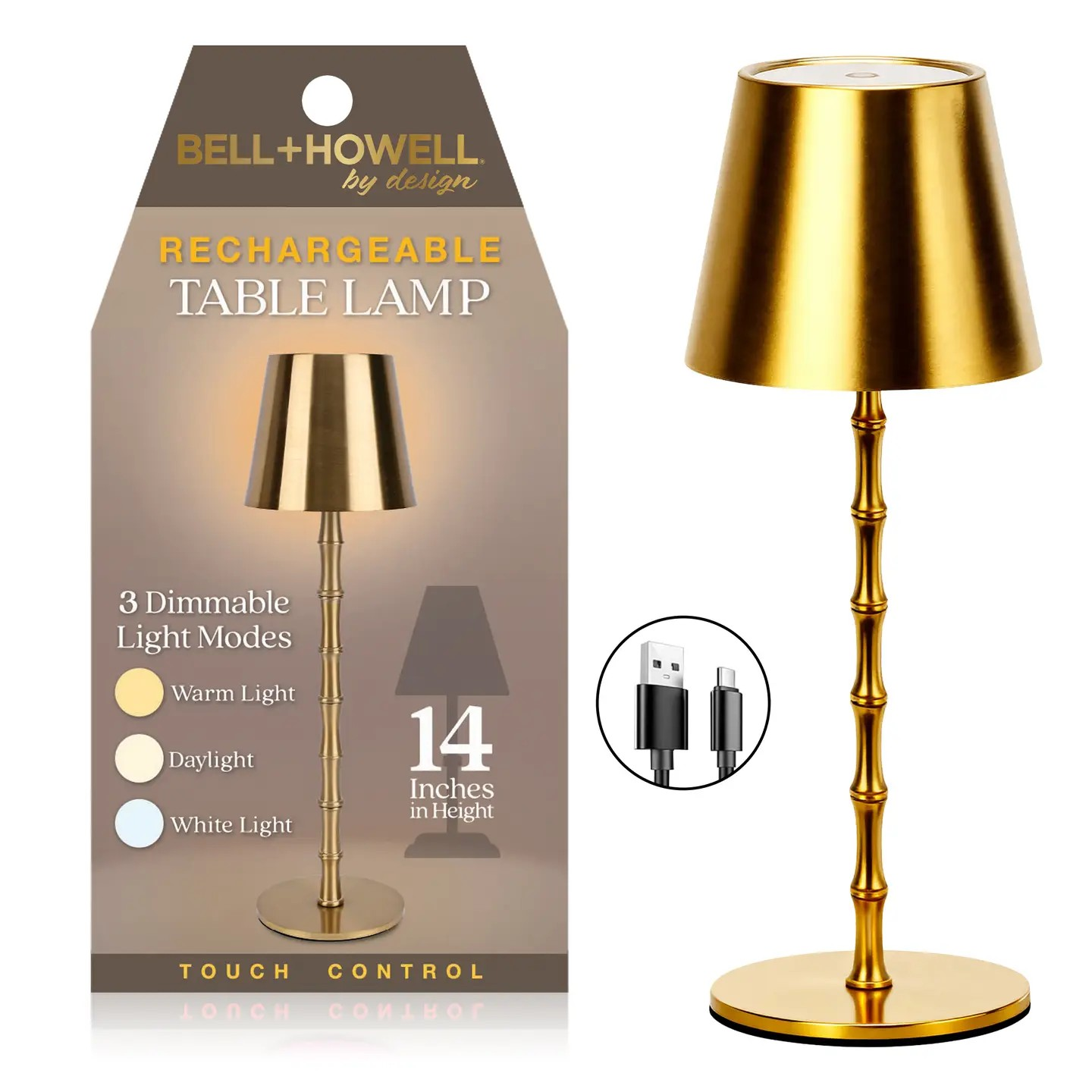 Gold Bamboo LED Cordless Lamp