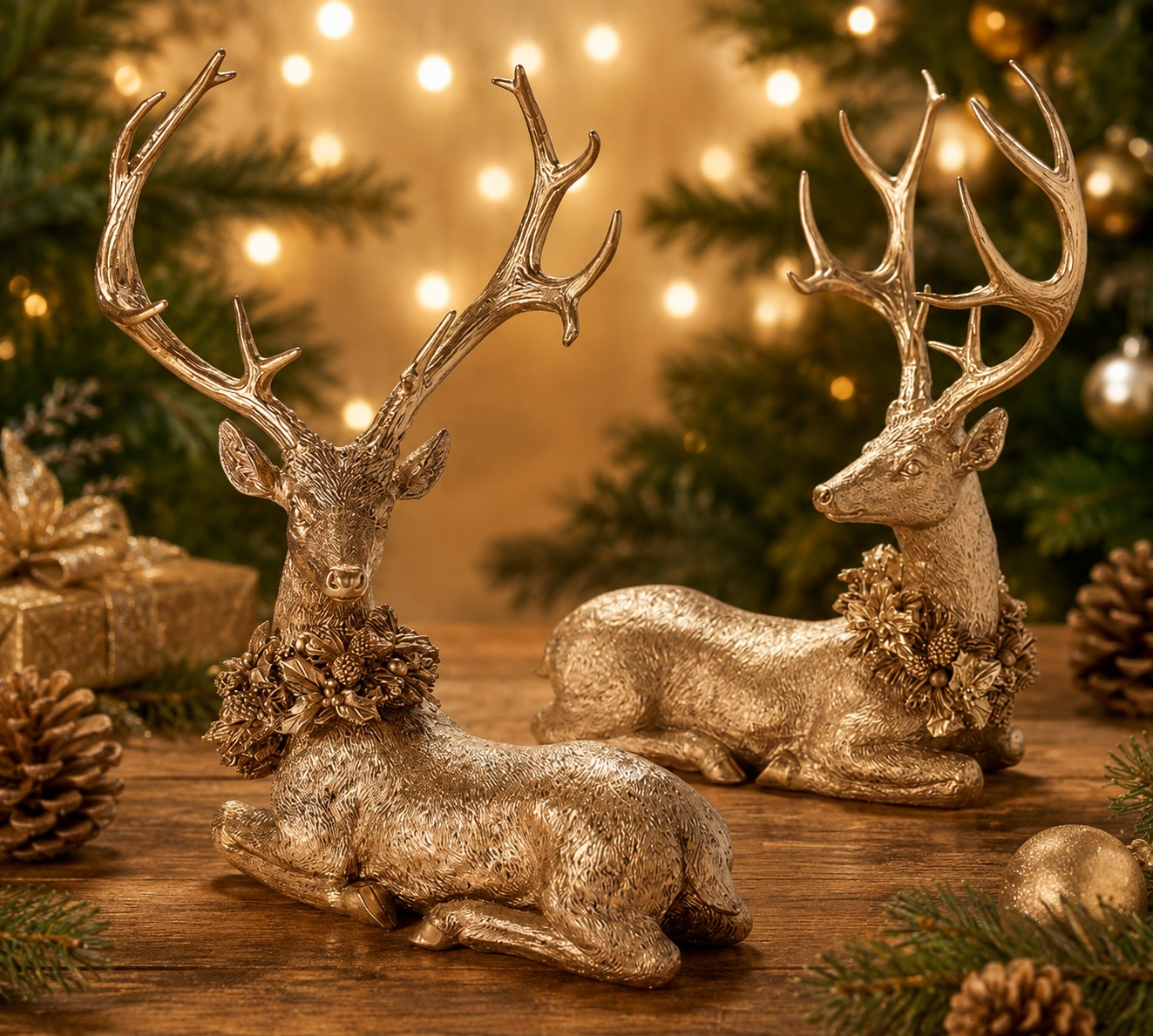 Gold Lying Deer | Large