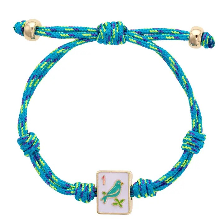 Sparrow Mahjong Tile Bracelet | Blue Multi