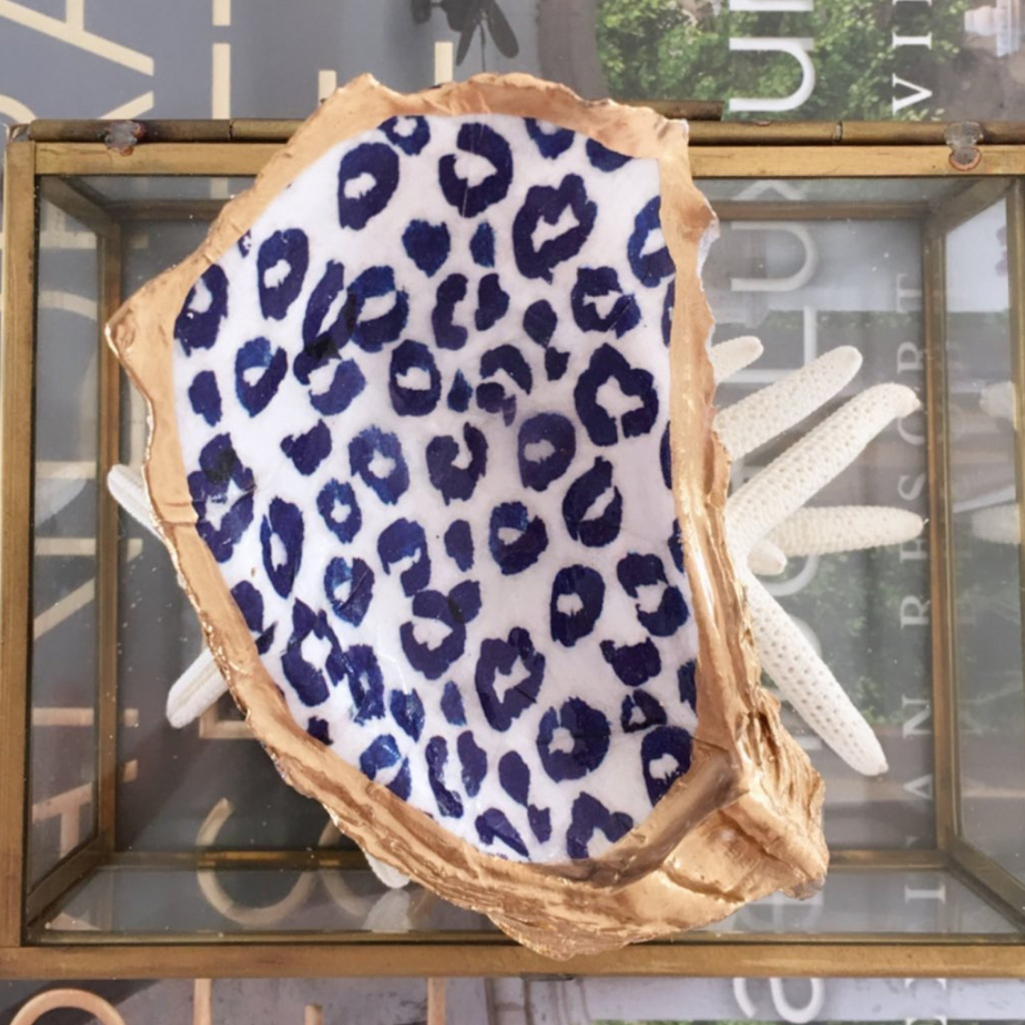 Oyster Shell Leopard Dish | Blue