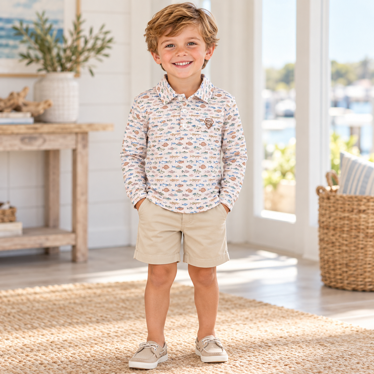 Damian Long Sleeve Shirt | Fish | Milly & Jay