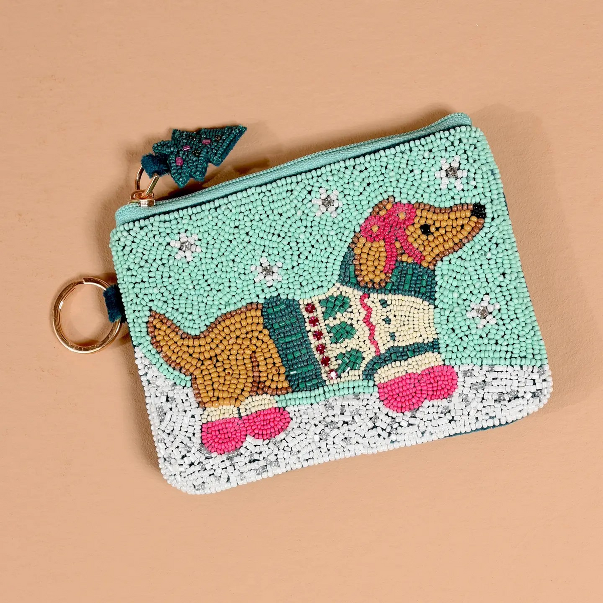 Dashing Dachshund Beaded Pouch