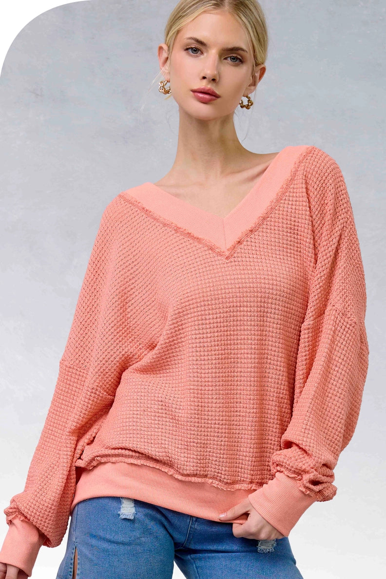 Cozy Days Waffle Knit Sweater