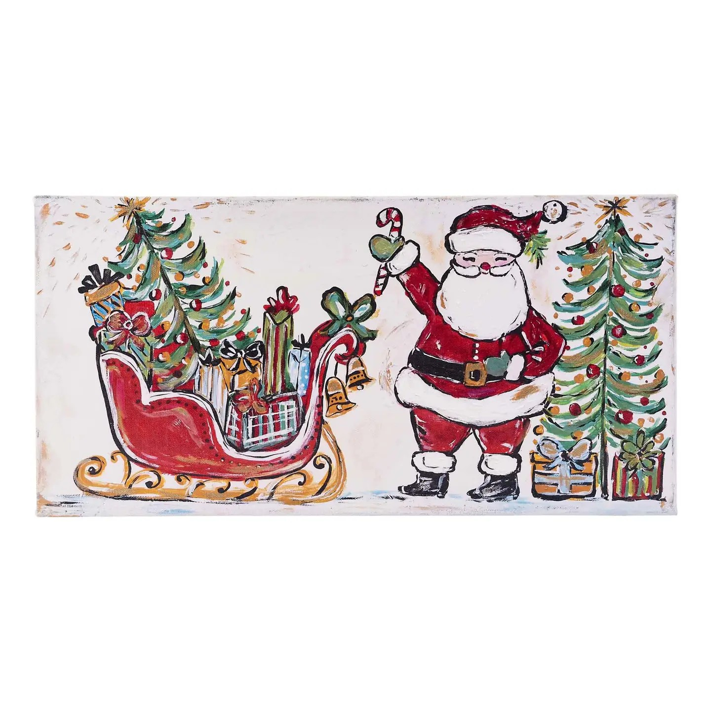 Holly Jolly Santa Sleigh Canvas