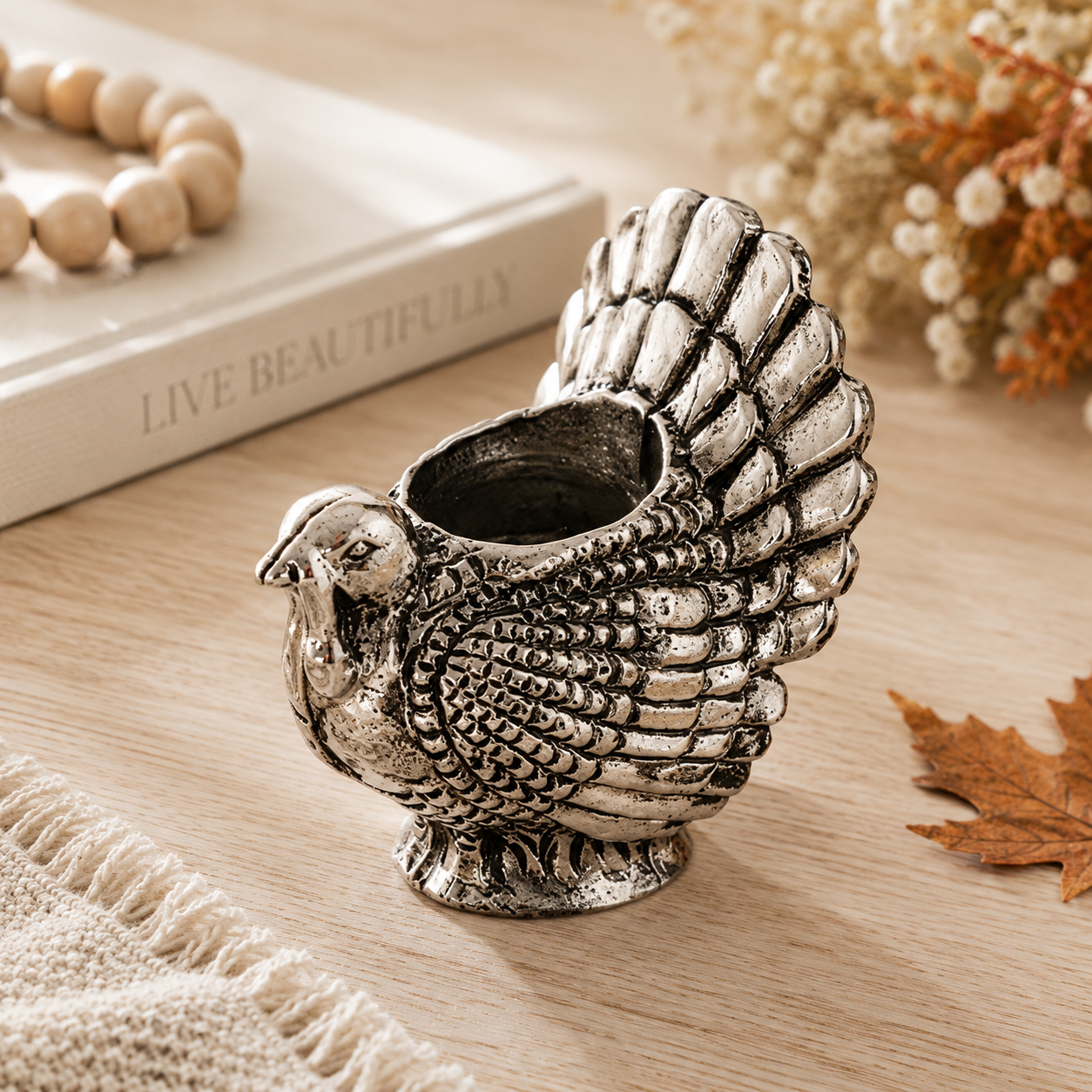 Silver Turkey Taper Holder