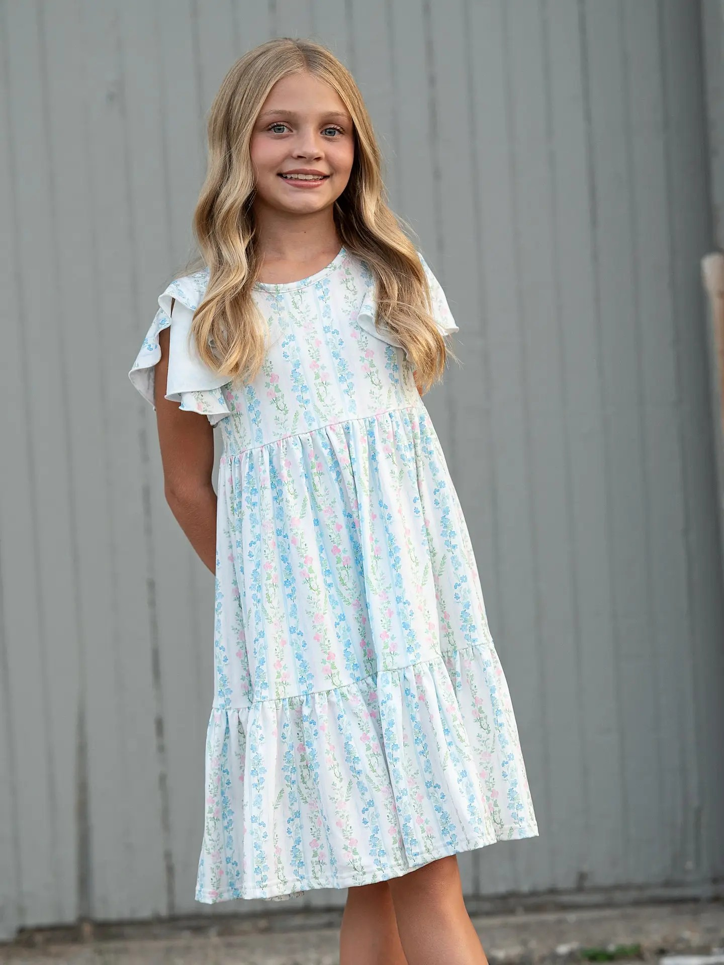 Floral Flutter Sleeve Dress