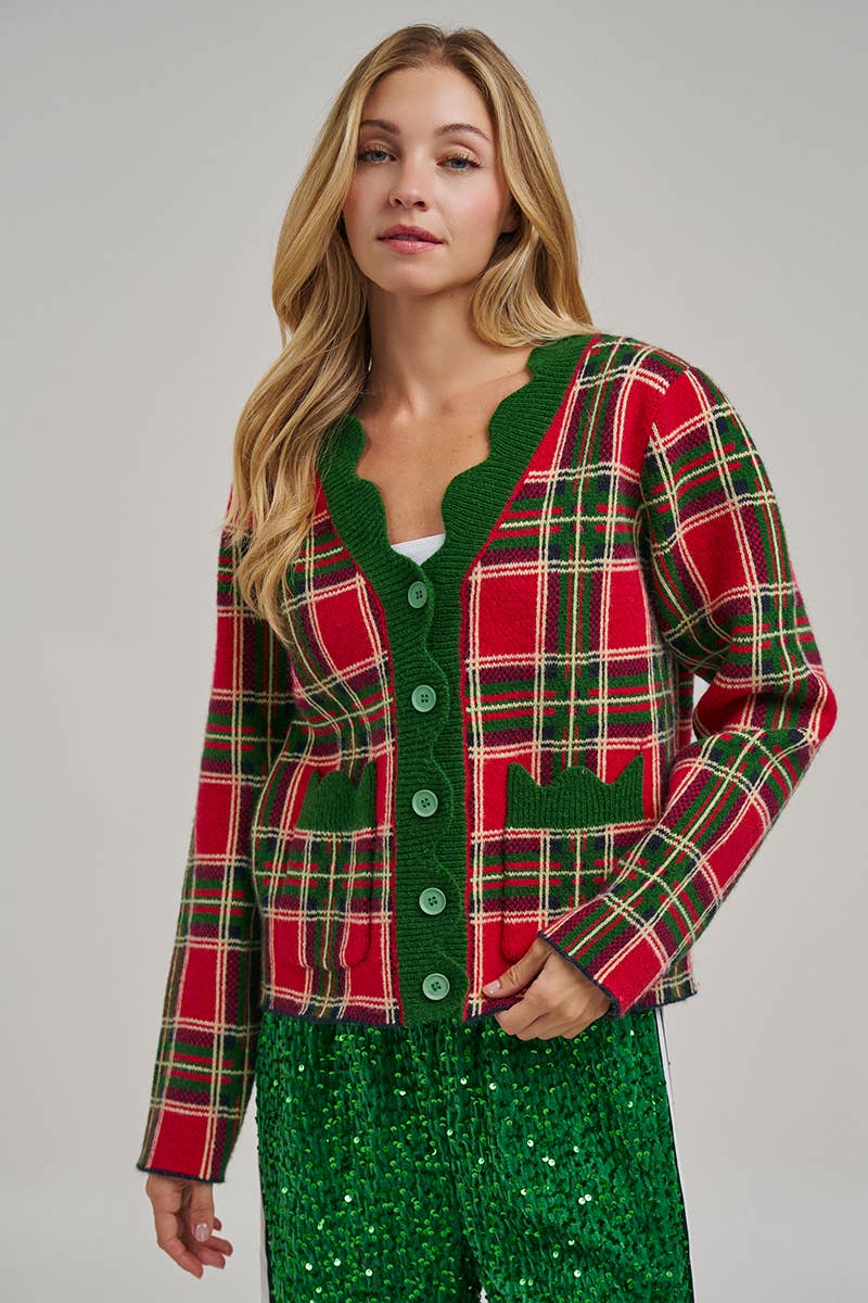 Mistletoe Plaid Cardigan ❤️🎄