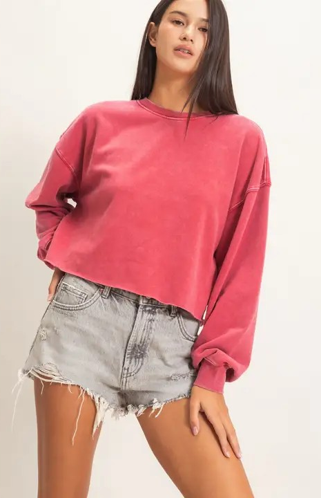 Raw Hem Cropped Sweatshirt