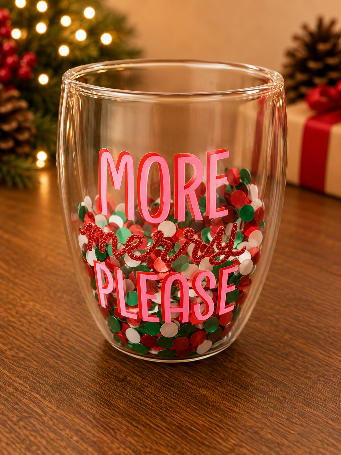 Merry Please Wine Glass
