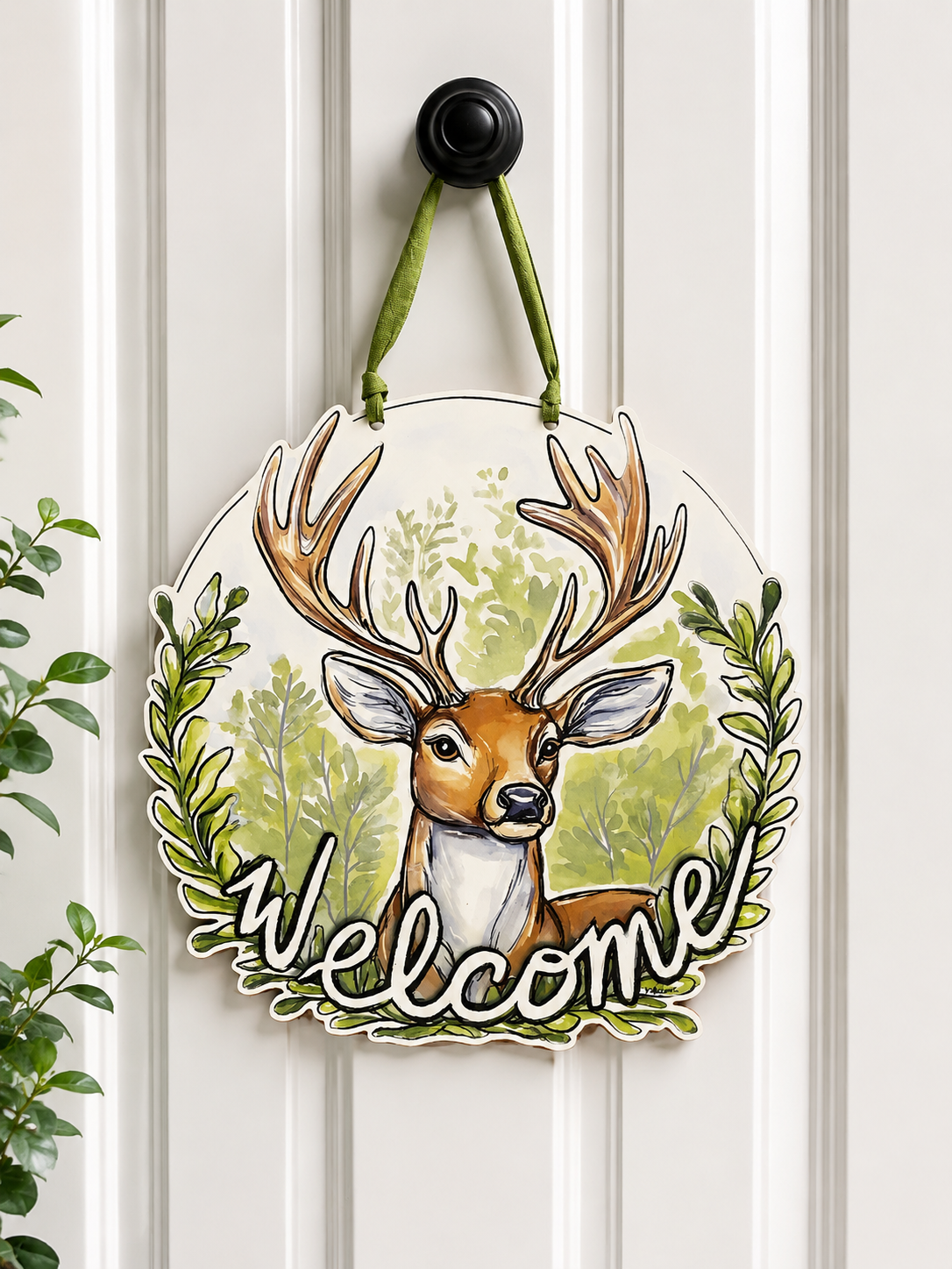 White Tailed Deer Door Hanger
