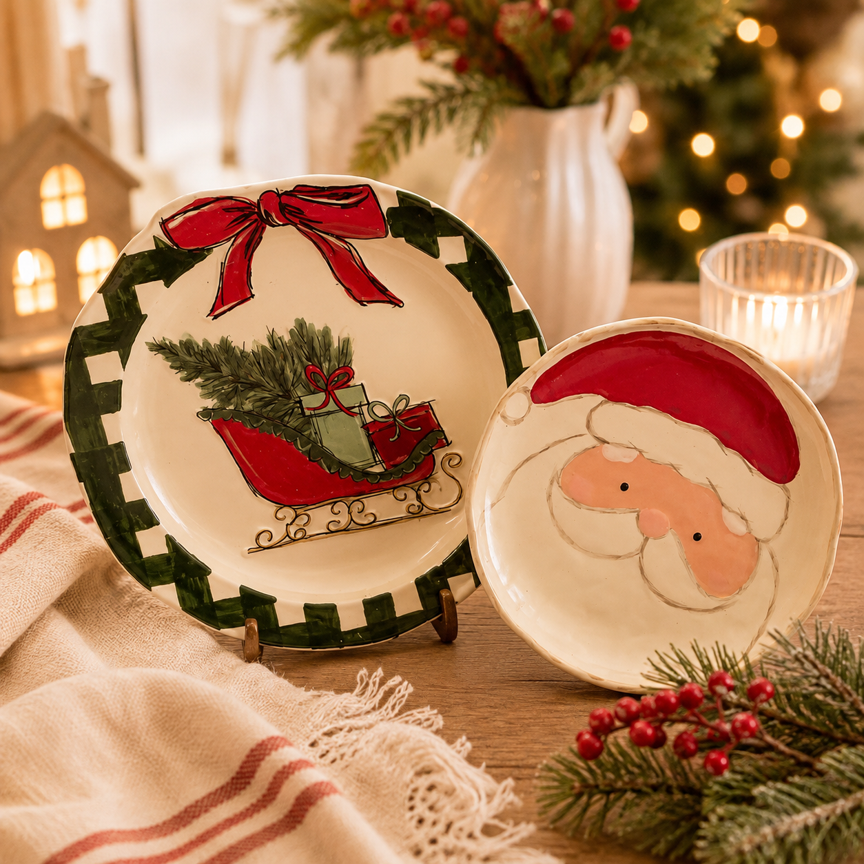 Farm Santa Christmas Platter