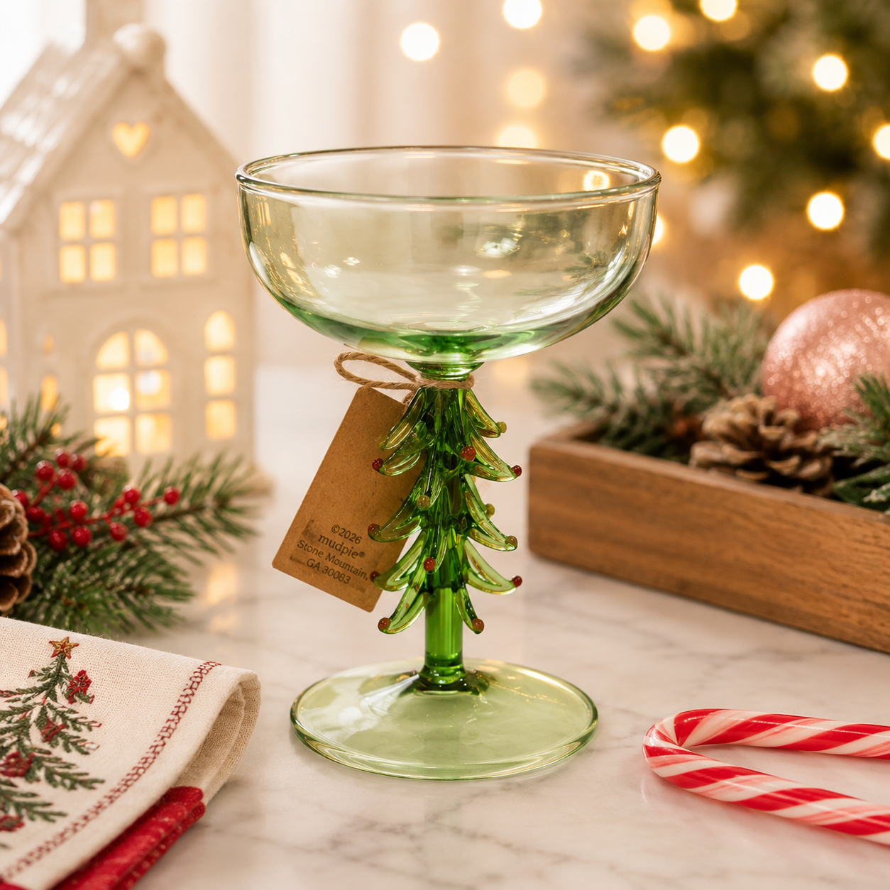 Ole Christmas Tree Coupe Glass