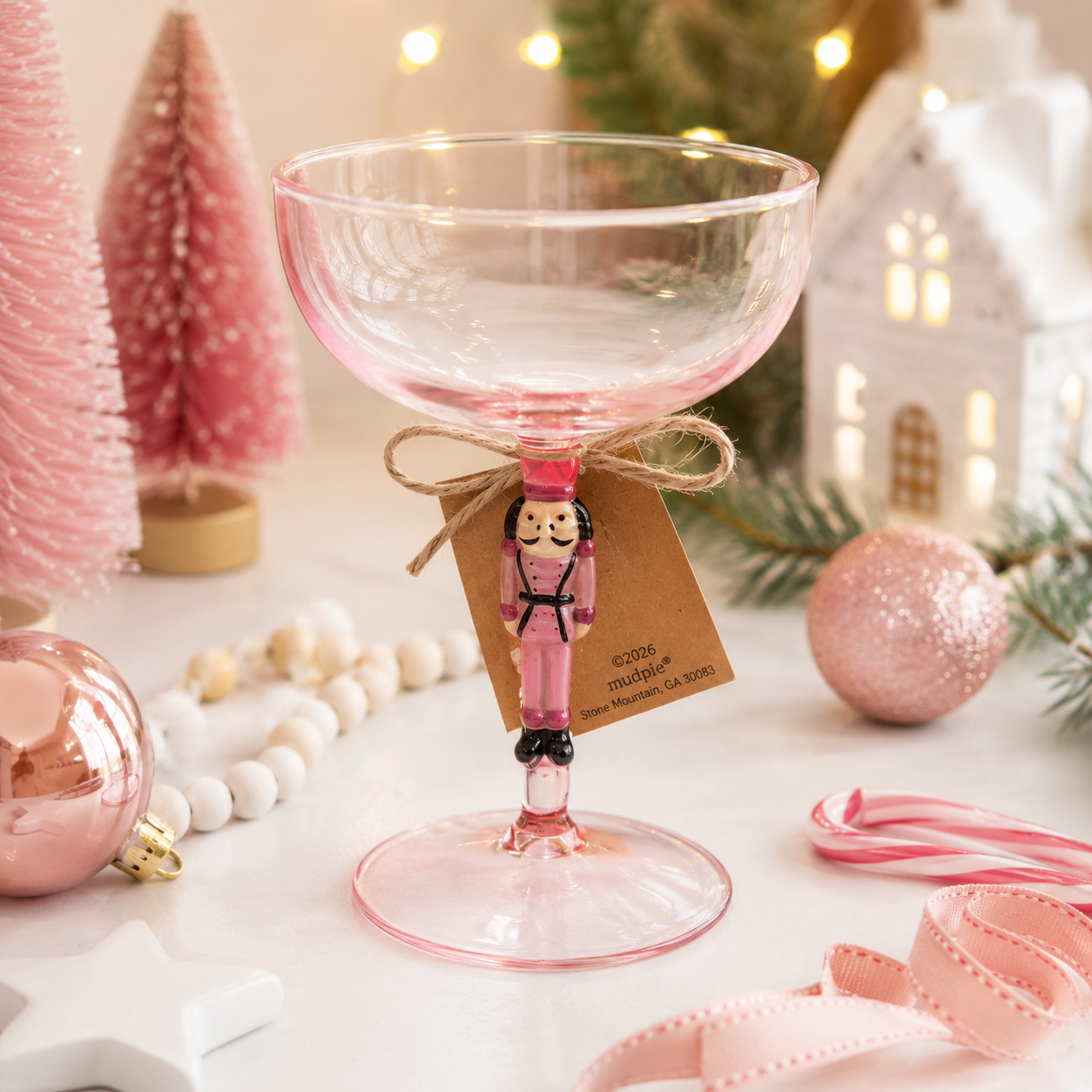 Jolly Pink Nutcracker Coupe Glass