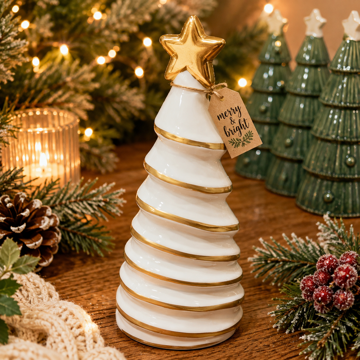 White & Gold Tree Sitter | Large