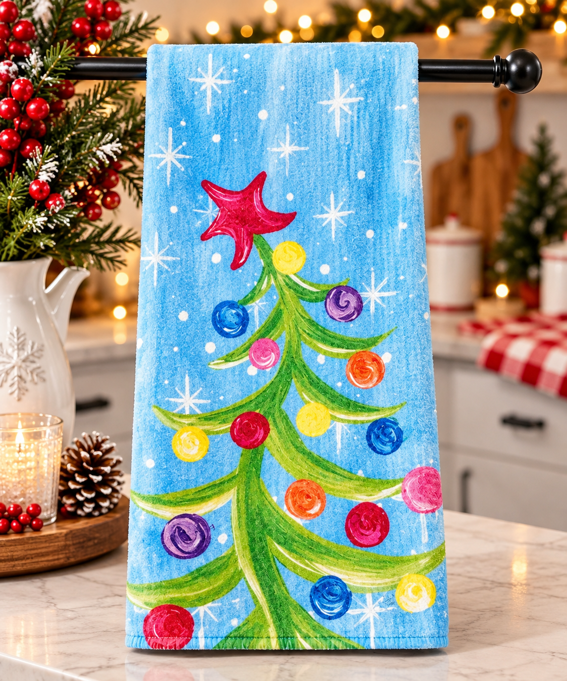 Festive Christmas Tree Dish Towel