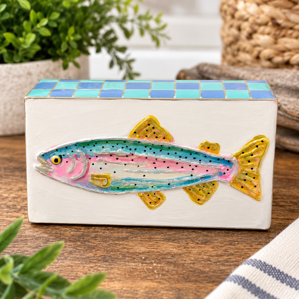 Rainbow Trout Decorative Block