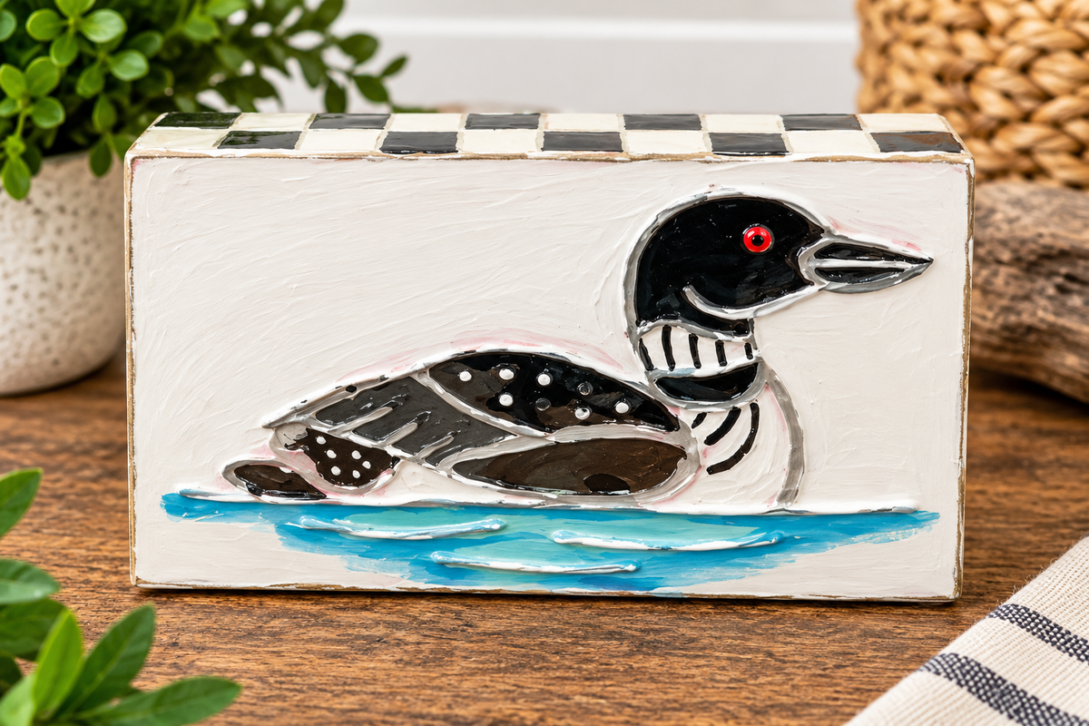 Loon Bird Decorative Block