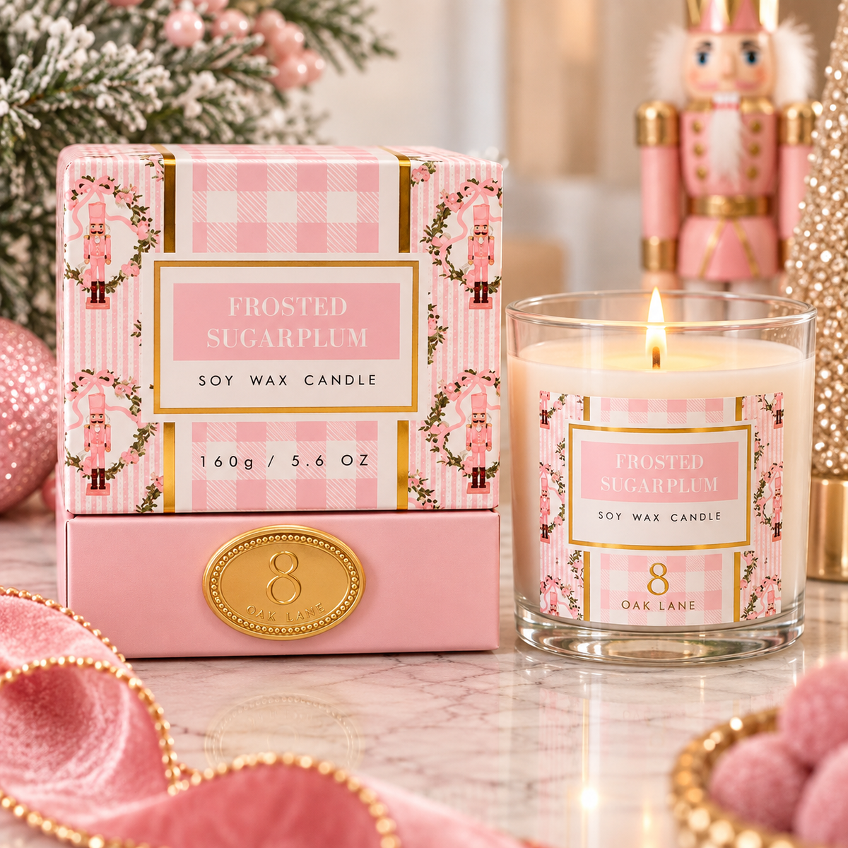 Frosted Sugarplum Soy Wax Candle | 8 Oak Lane