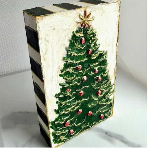 Christmas Tree Striped Decorative Block