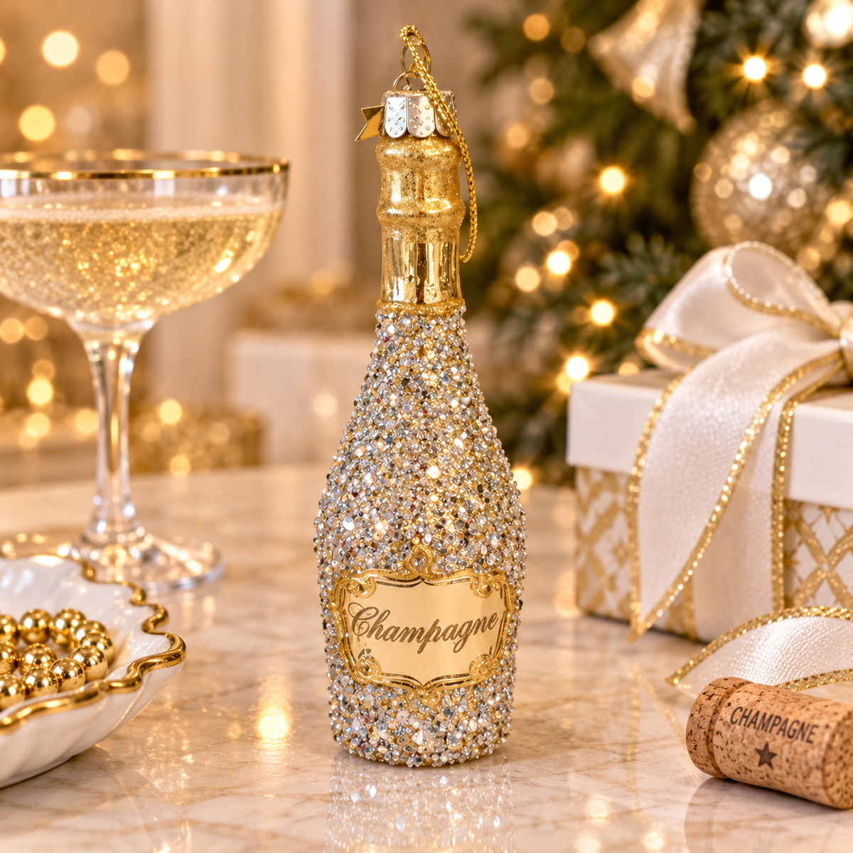 Shimmering Champagne Ornament