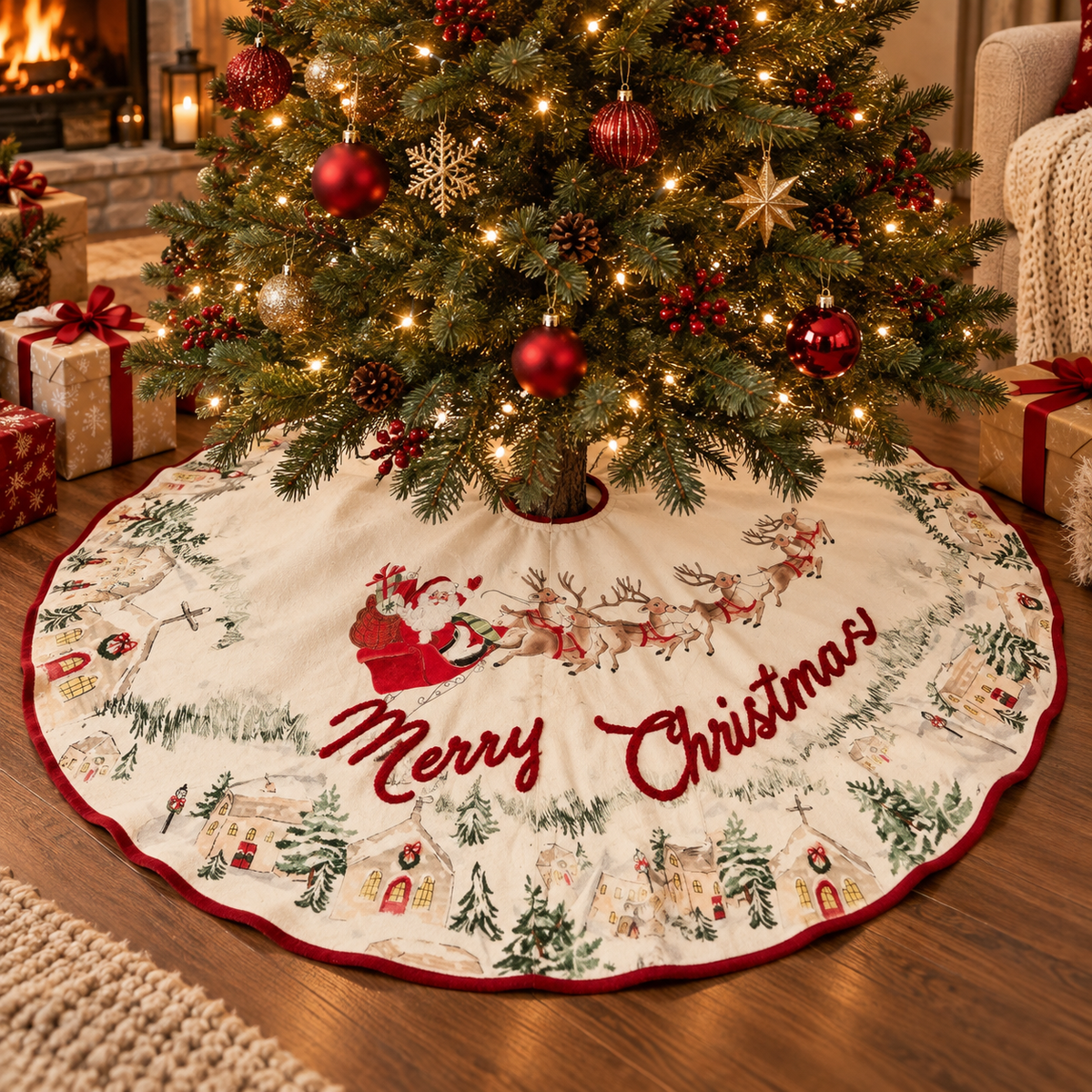 Santa Scene Tree Skirt | Mud Pie