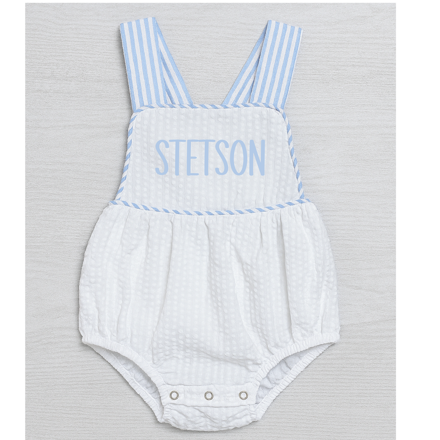 Happy Times Romper | Blue/White| Monogram Me