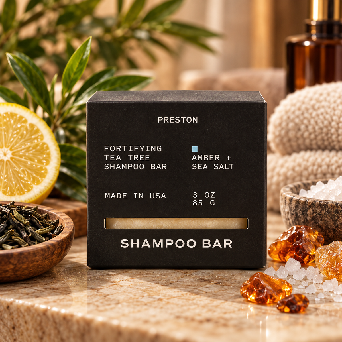 Preston Shampoo Bar | Amber & Sea Salt