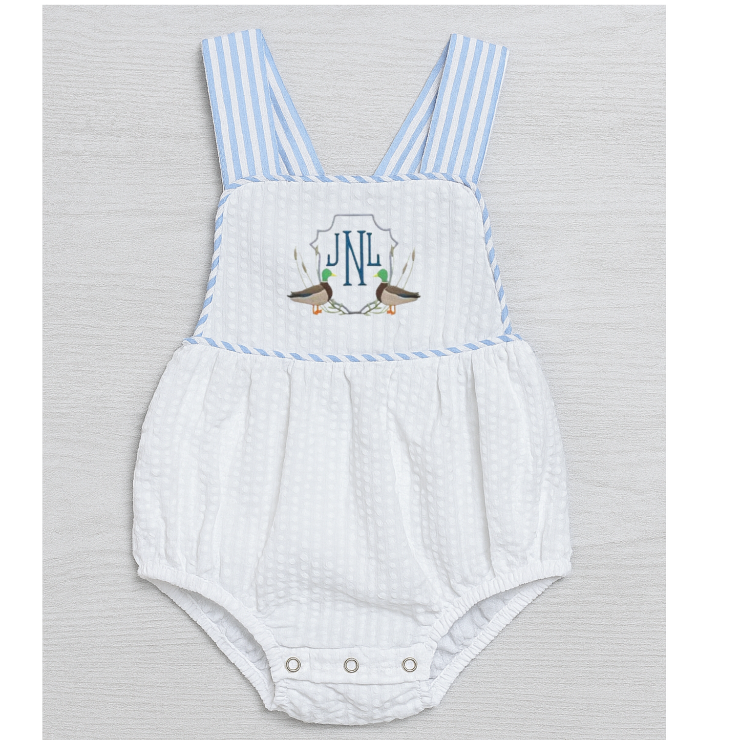Happy Times Romper | Blue/White| Monogram Me