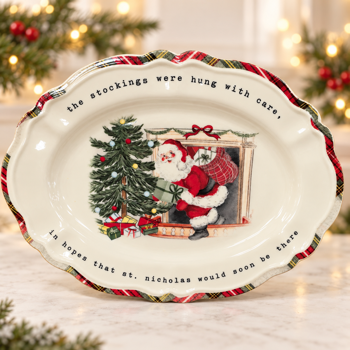 Stockings was Hung Sentiment Plate