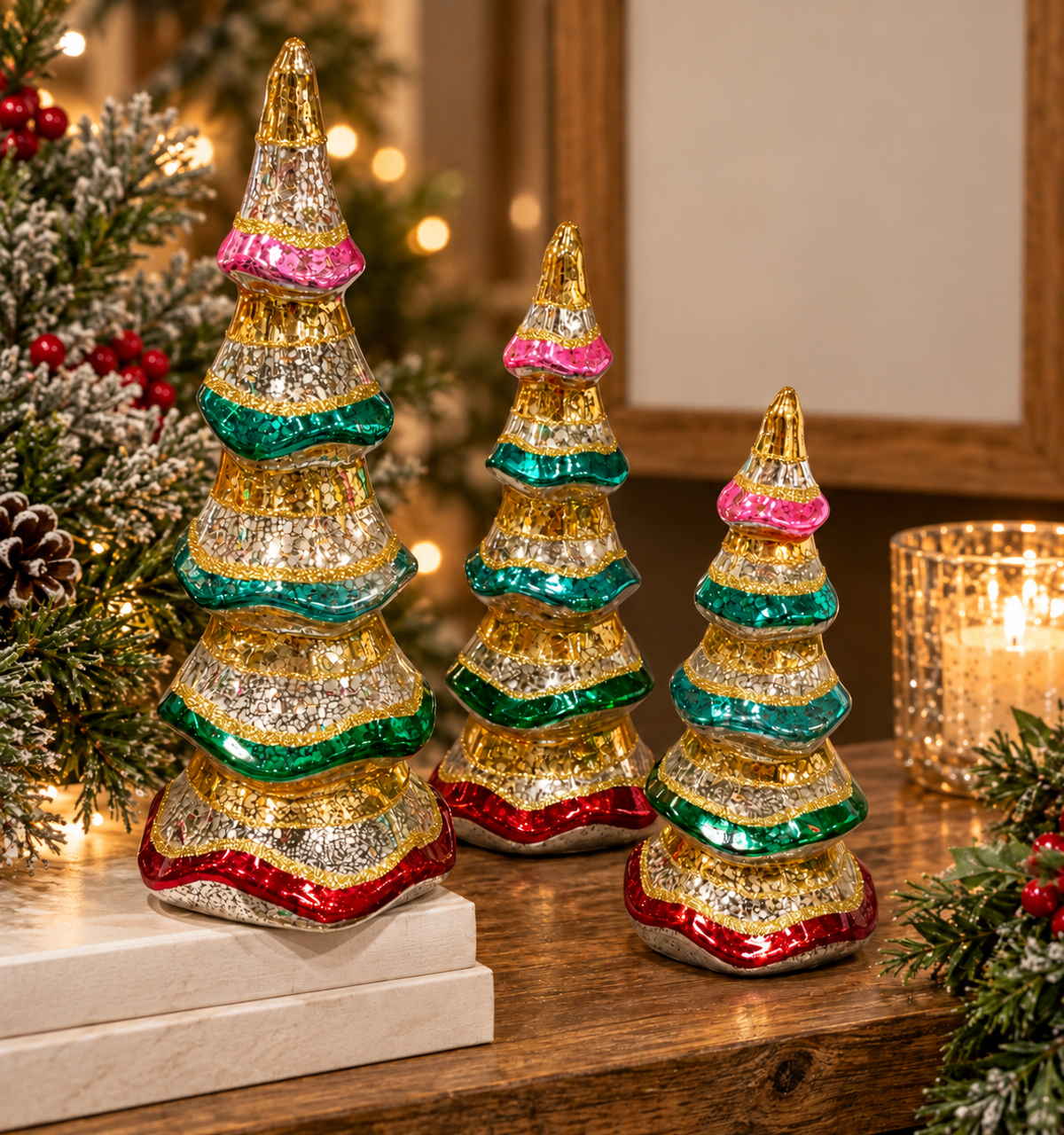 Sparkle Pop Glass Tree | 3 Set