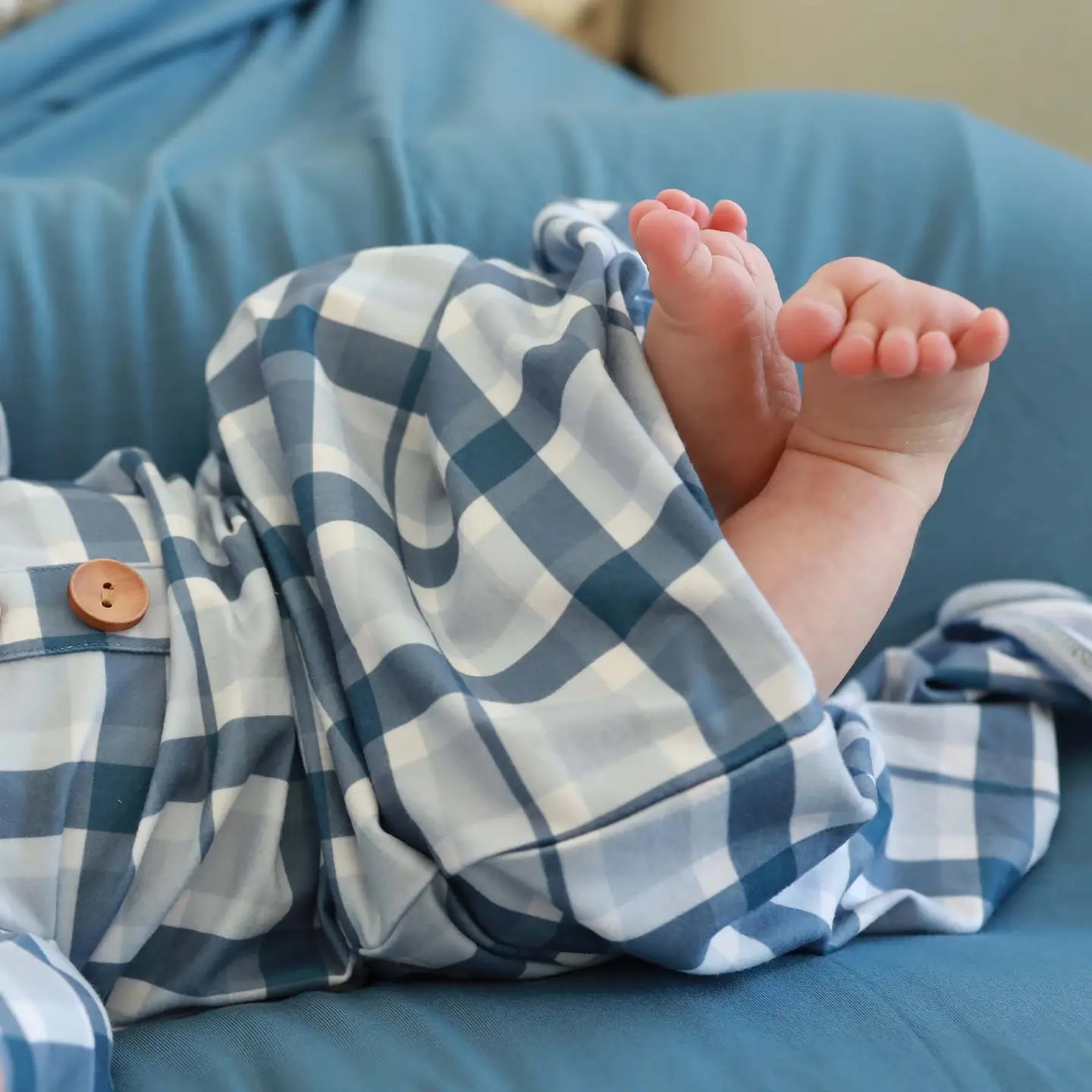 Paxton Plaid Knot Baby Gown